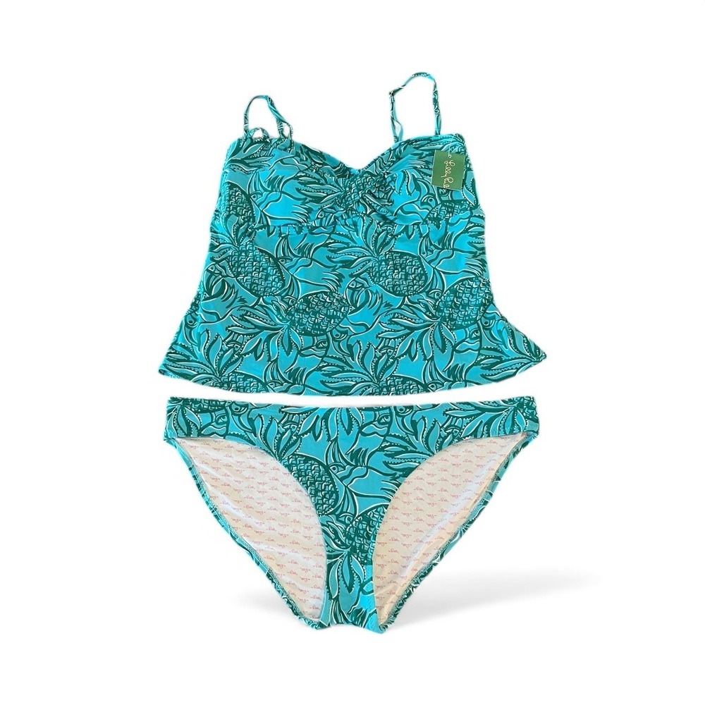 NWT Lily Pulitzer Caye Tankini Set‎ Womens XL Shorely Blue Mini Toucan Tango